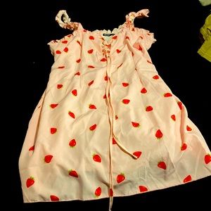 Strawberry printed pink dress, size XL